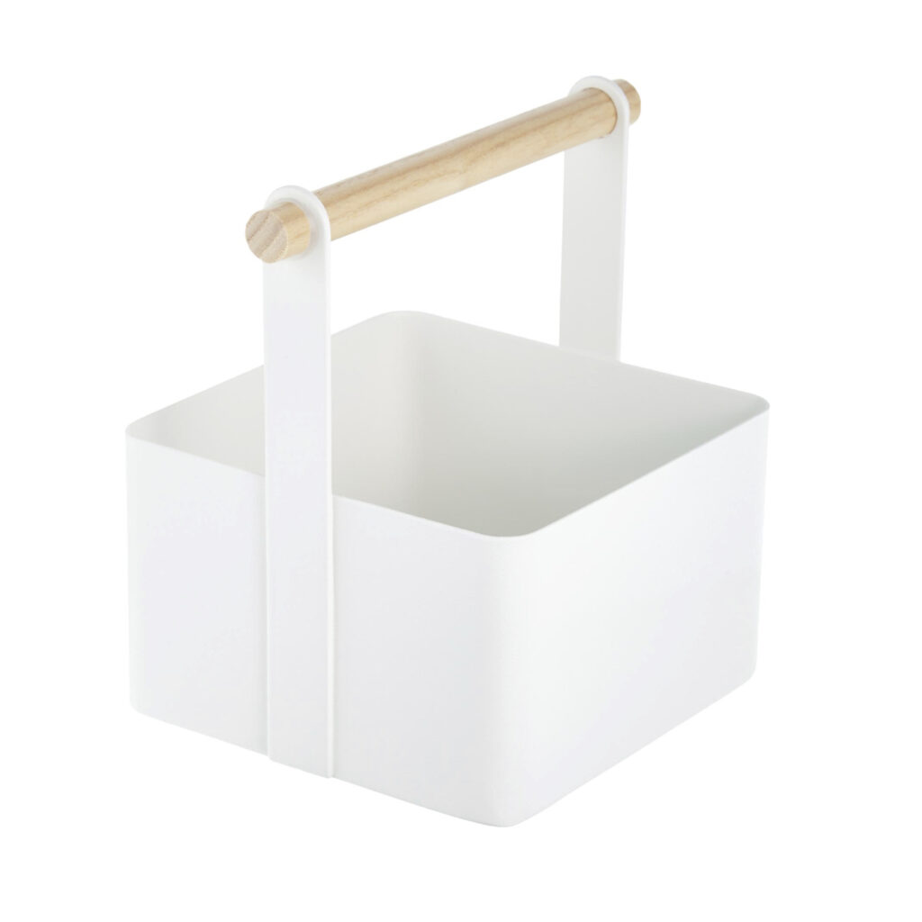 Yamazaki 2419 Tosca 3~Tiered Serving Stand, White, Steel/Wood, 20 x 20 x 24 cm