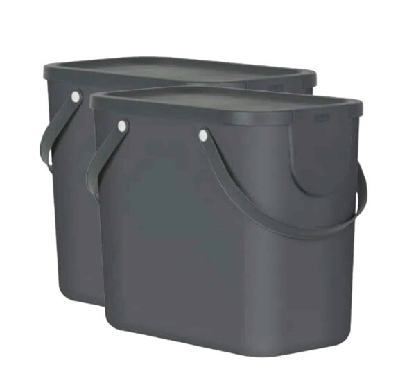 2er-Set: Rotho Recycling Müllsystem Albula 25l, Anthrazit